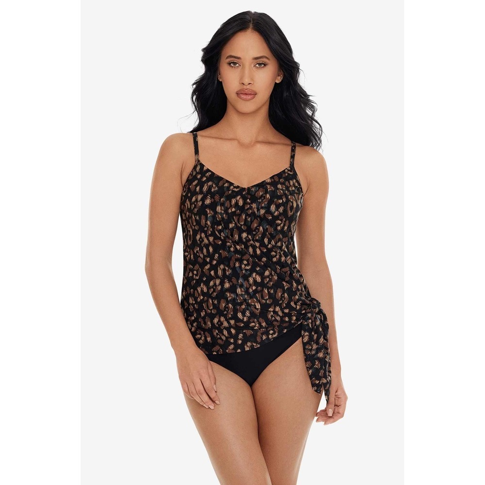 Magicsuit Alex La Paz Leopard Tankini Top‎ Black Brown Underwire 6019540 NWT 10